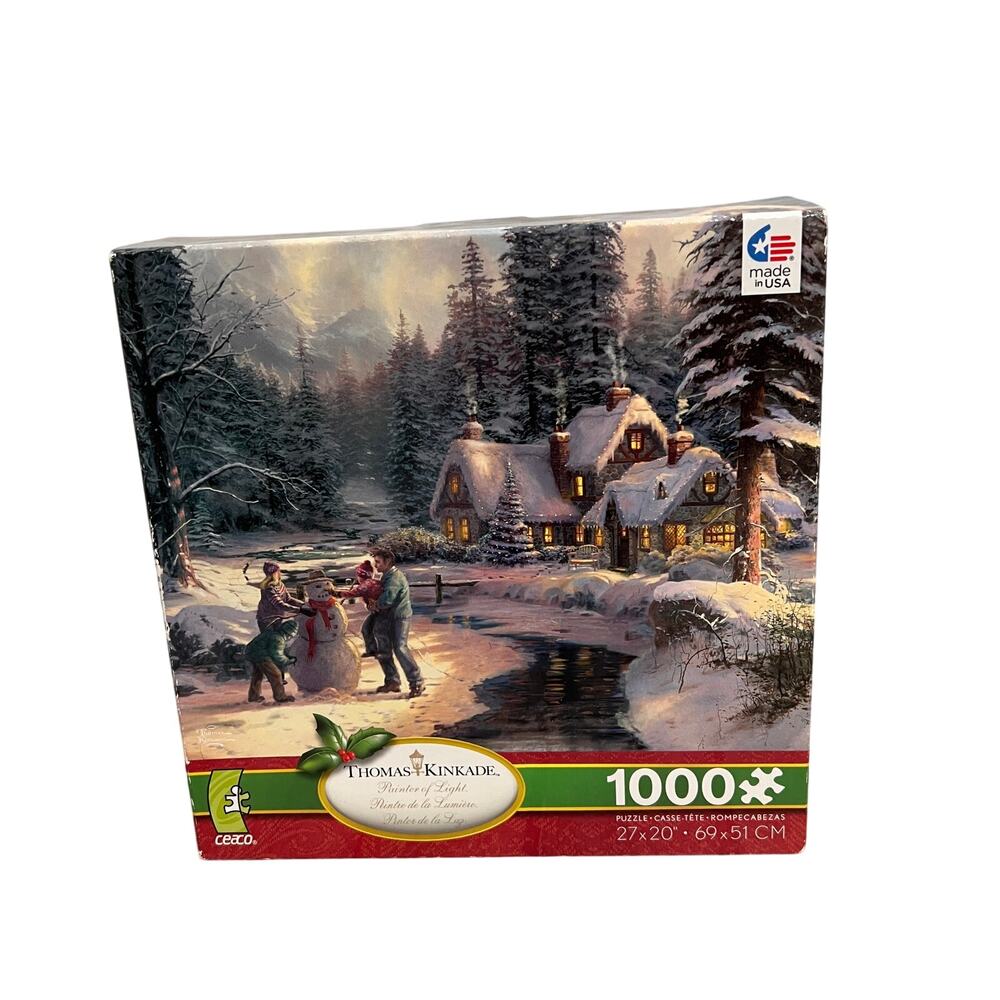 CEACO THOMAS KINKADE Holiday at Winters Glen 1000 Piece Christmas Puzzle NEW